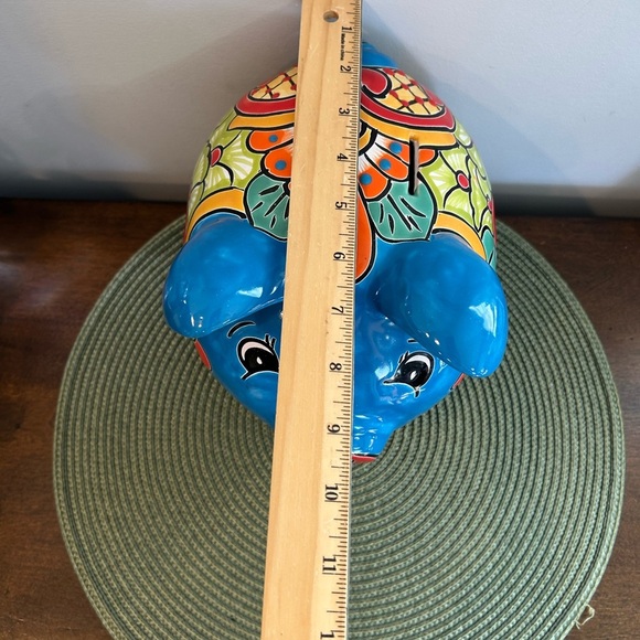 NEW Blue /Flower Mexican Talavera Hand Painted Piggy Bank Clay Colorful Folk Art - Picture 8 of 10